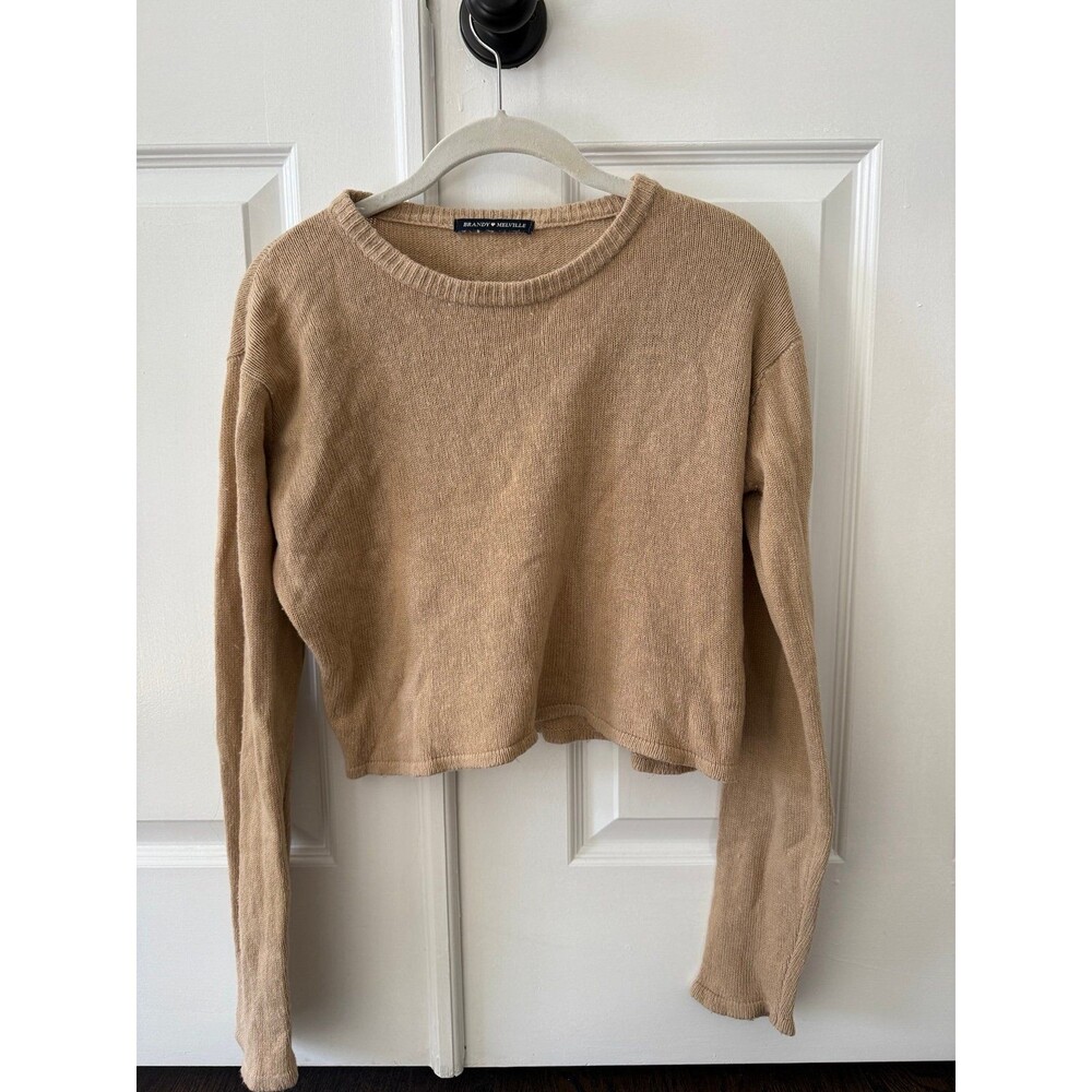 Tan Brandy Melville cropped sweater